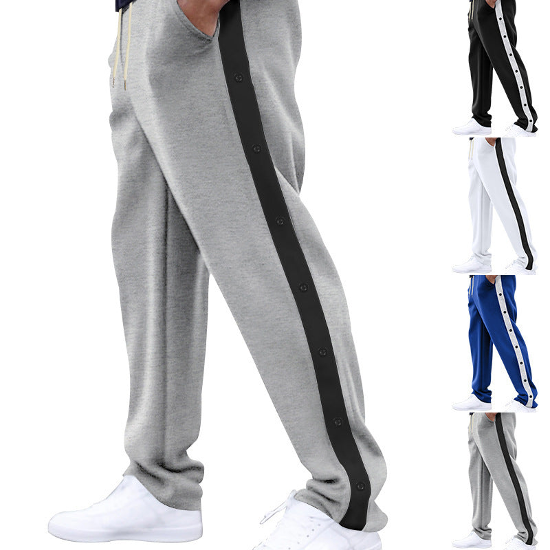 Men's Sporty Training Pants with Button Detail and Elastic Waistband