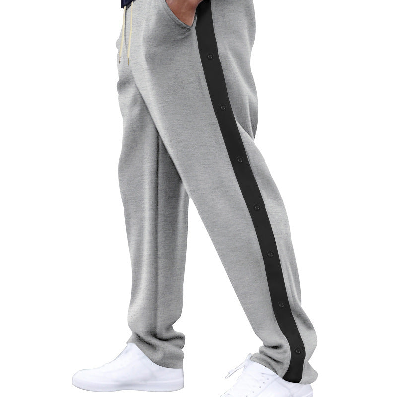 Men's Sporty Training Pants with Button Detail and Elastic Waistband