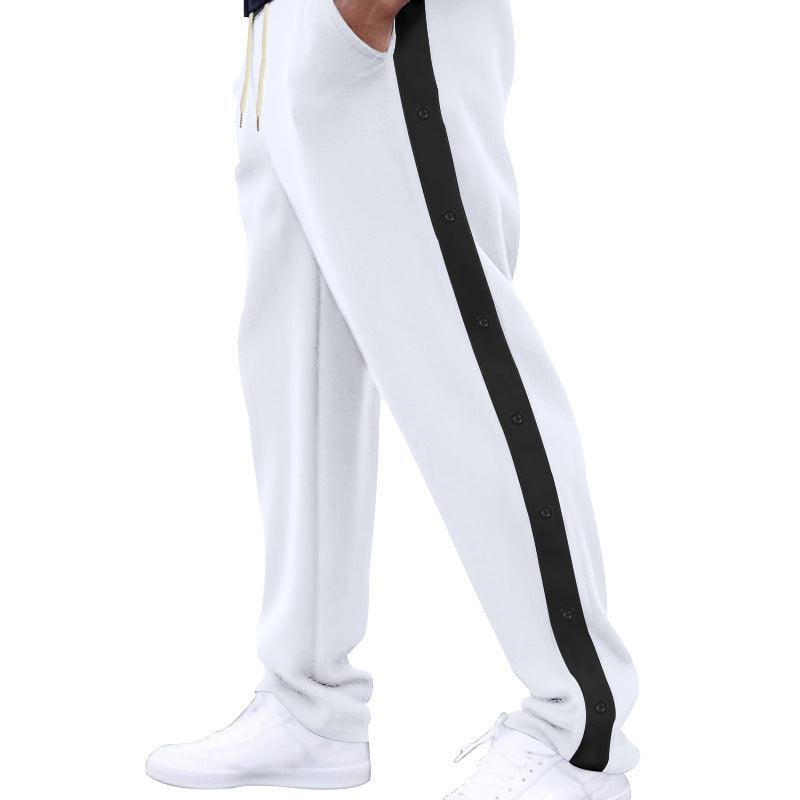 Men's Sporty Training Pants with Button Detail and Elastic Waistband
