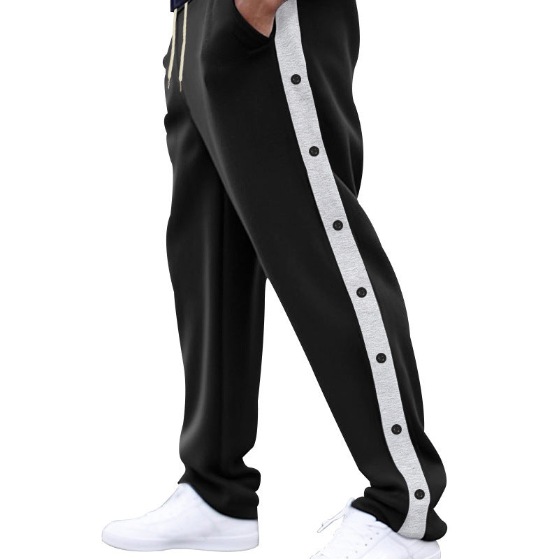Men's Sporty Training Pants with Button Detail and Elastic Waistband
