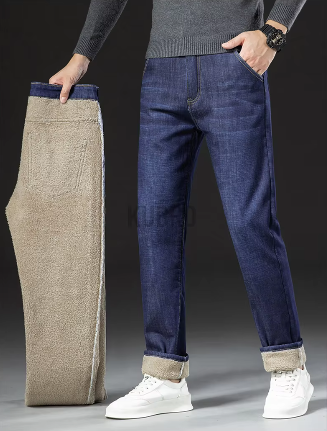 Men's Straight-Leg Fleece-Lined Jeans