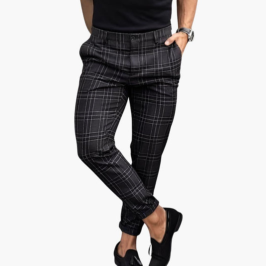Men's Straight-Leg Plaid Trousers