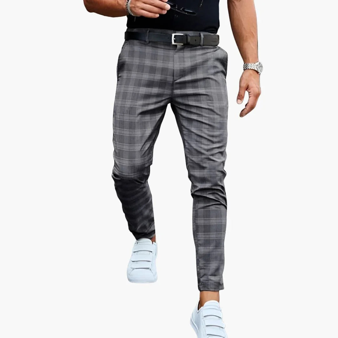 Men's Straight-Leg Plaid Trousers