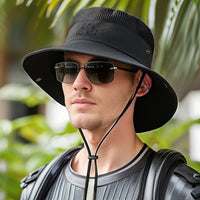Men's Stylish Outdoor Sun Protection Hat with Adjustable Drawstring – Breathable Casual Hat