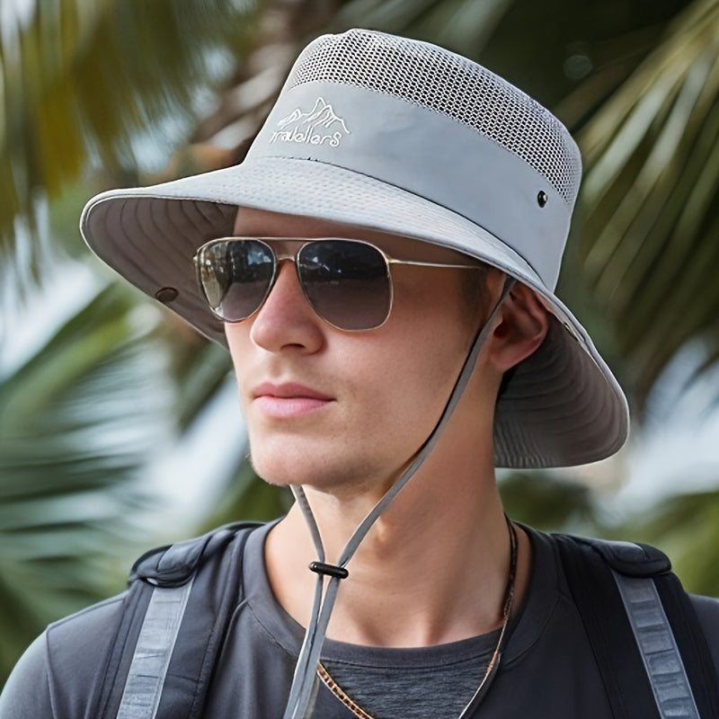 Men's Stylish Outdoor Sun Protection Hat with Adjustable Drawstring – Breathable Casual Hat