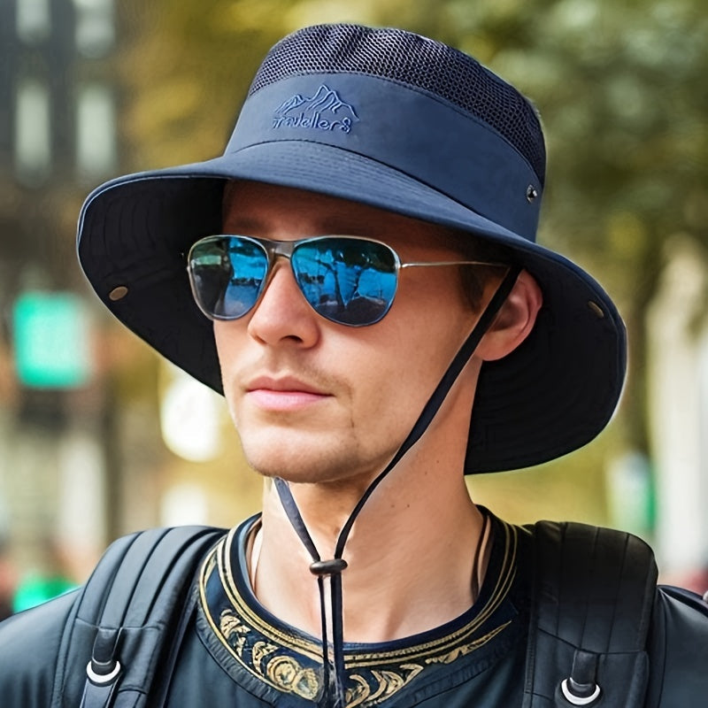 Men's Stylish Outdoor Sun Protection Hat with Adjustable Drawstring – Breathable Casual Hat