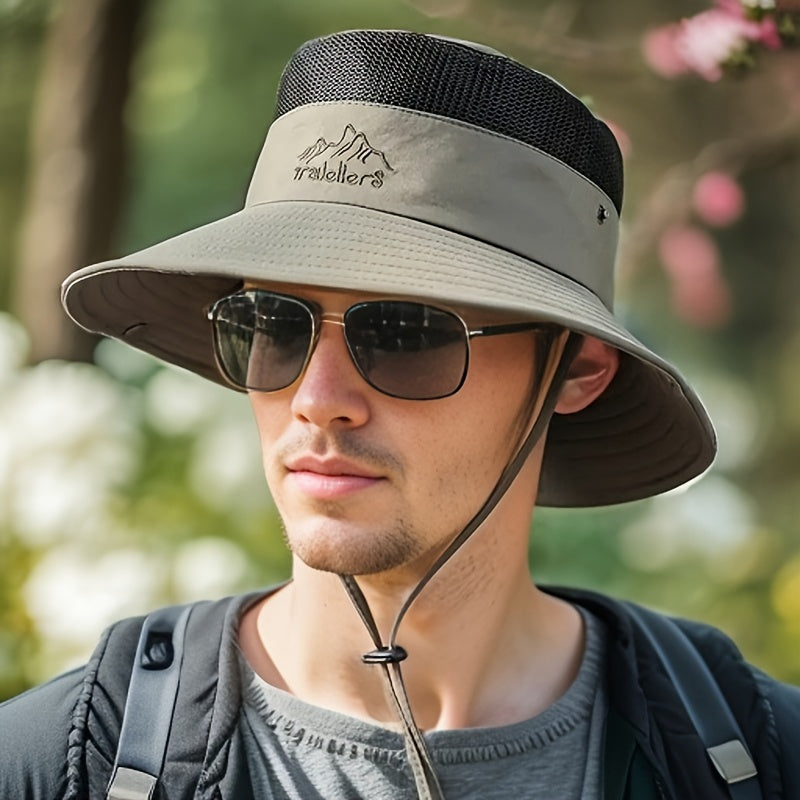 Men's Stylish Outdoor Sun Protection Hat with Adjustable Drawstring – Breathable Casual Hat
