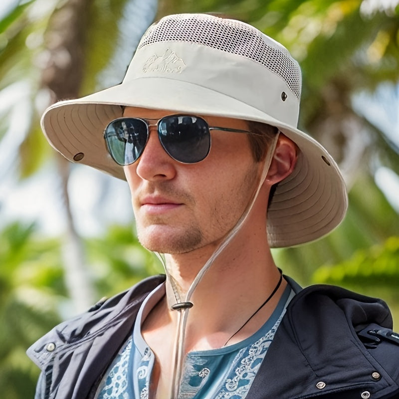 Men's Stylish Outdoor Sun Protection Hat with Adjustable Drawstring – Breathable Casual Hat
