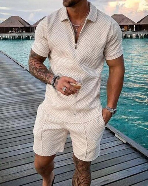 Men's Summer Set – Polo Shirt and Shorts, Casual Style for Warm Days