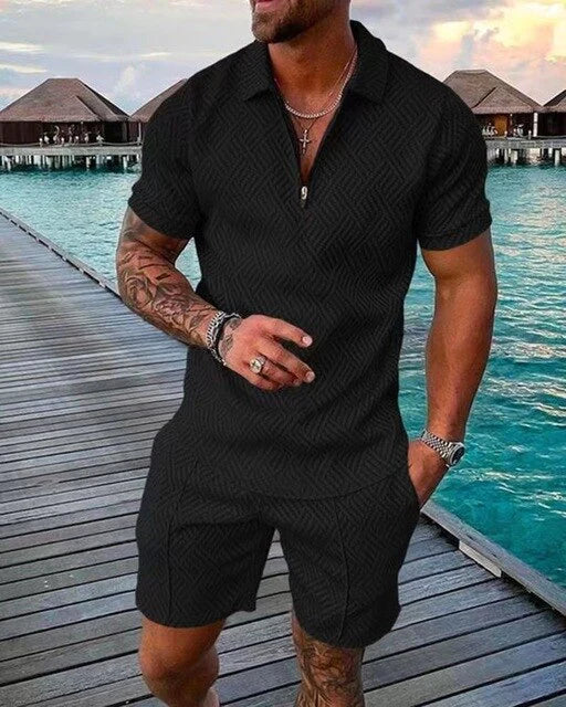 Men's Summer Set – Polo Shirt and Shorts, Casual Style for Warm Days