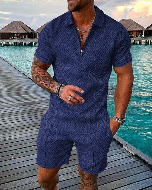 Men's Summer Set – Polo Shirt and Shorts, Casual Style for Warm Days