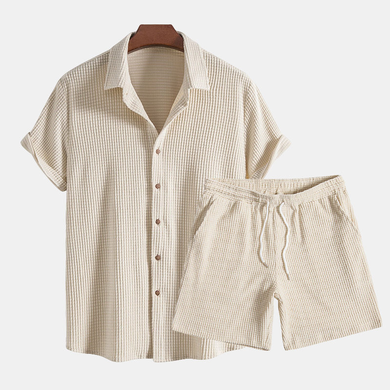 Men's Summer Waffle Knit Lounge Set