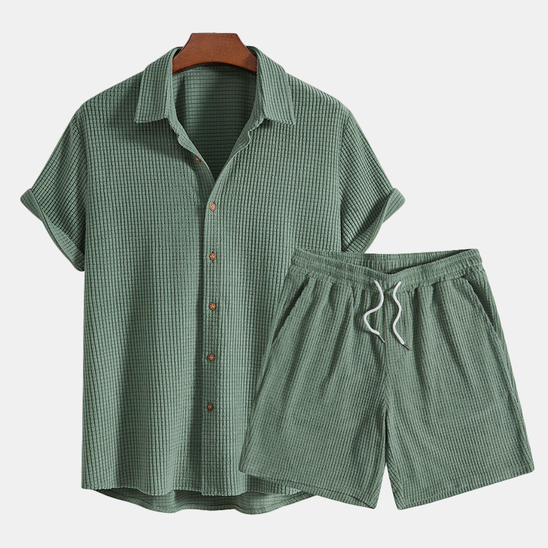 Men's Summer Waffle Knit Lounge Set