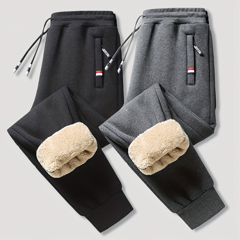 Men's Thermal Trousers - Warm Winter Pants with Drawstring for Sports and Casual Wear