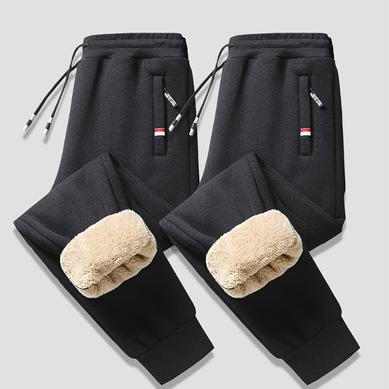Men's Thermal Trousers - Warm Winter Pants with Drawstring for Sports and Casual Wear
