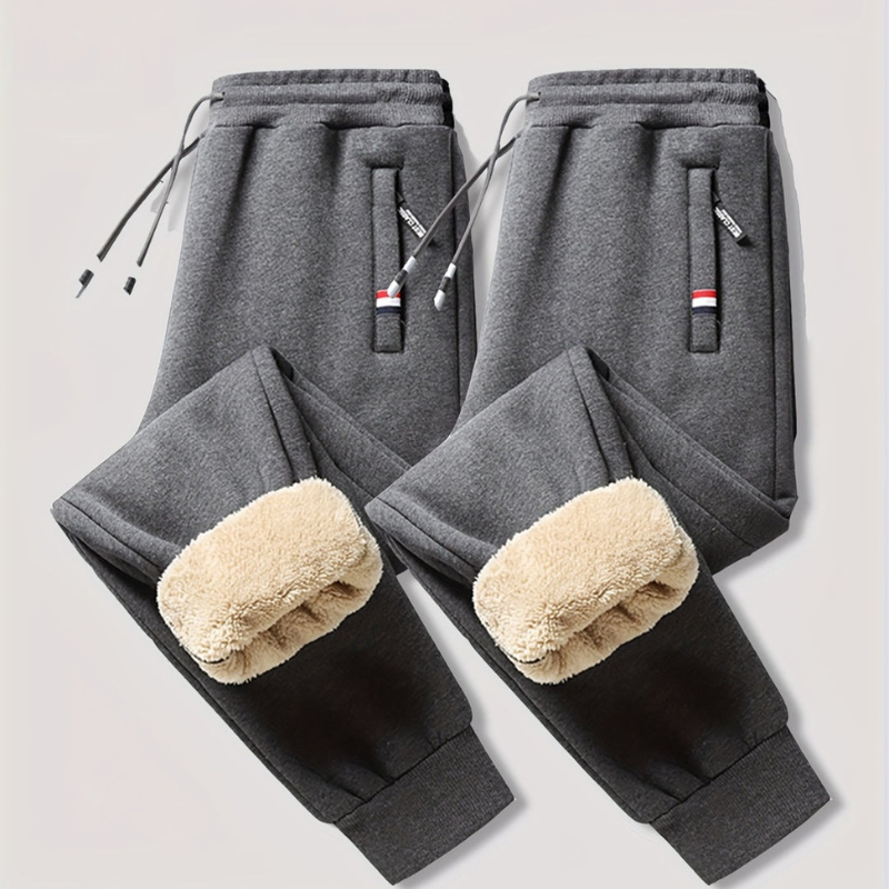 Men's Thermal Trousers - Warm Winter Pants with Drawstring for Sports and Casual Wear