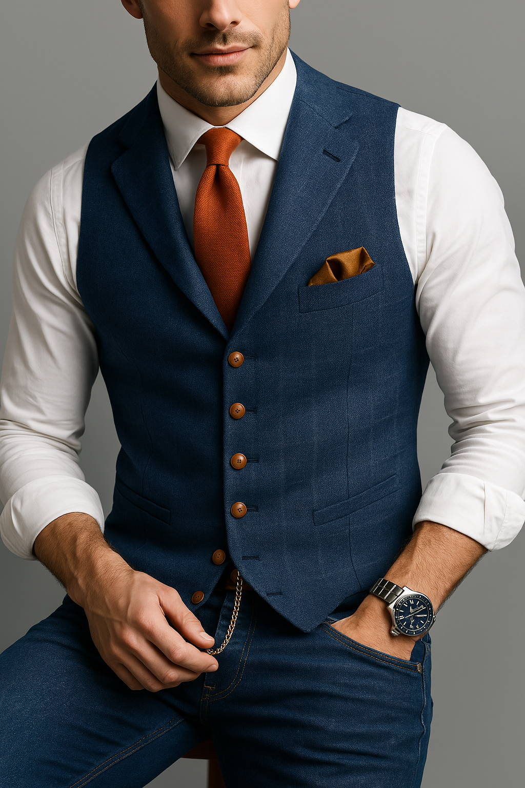 Men's Tweed V-Neck Waistcoat