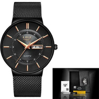 Men's Ultra-Thin Waterproof Stainless Steel Quartz Watch with Date Display