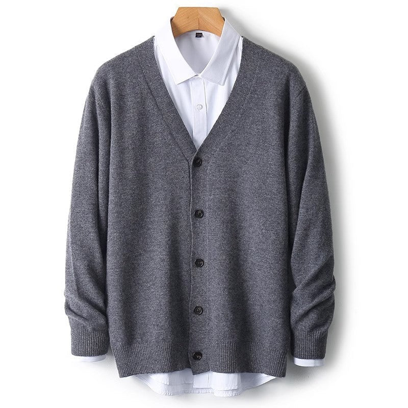 Men's V-Neck Button-Front Cardigan