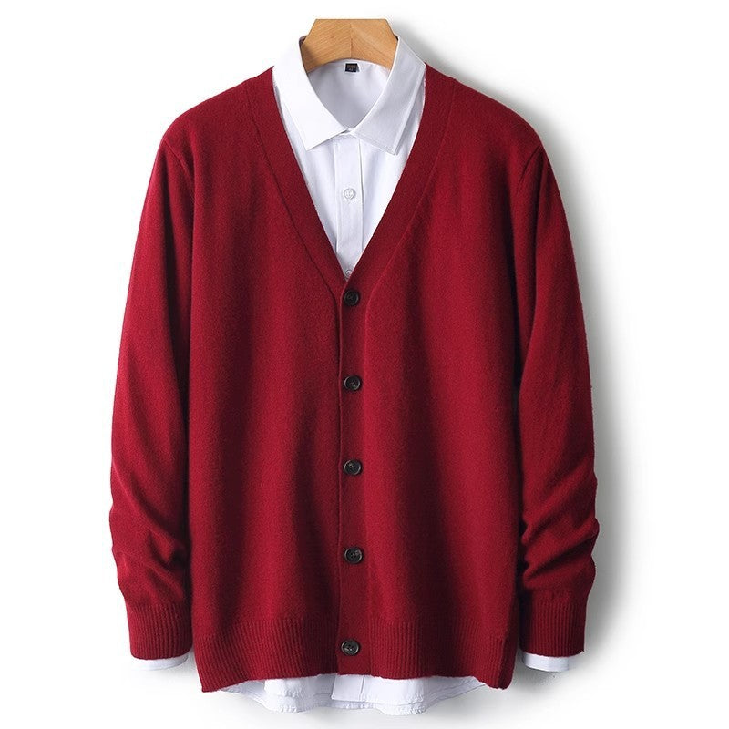 Men's V-Neck Button-Front Cardigan