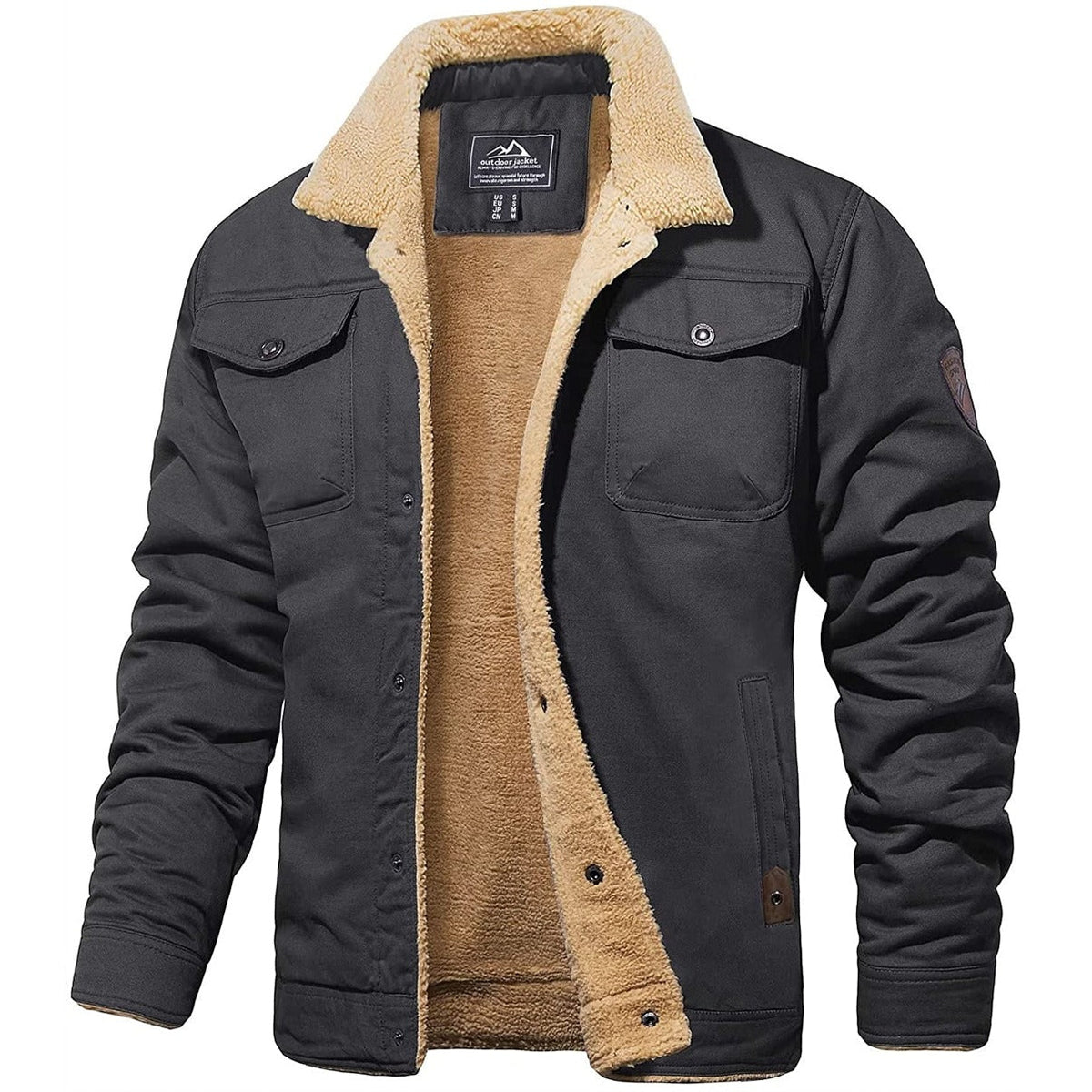Men's Warm Sherpa-Lined Utility Jacket