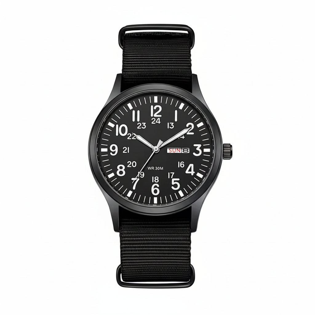 Men's Waterproof & Scratch-Resistant Outdoor Watch with Stainless Steel Case and Nylon Strap