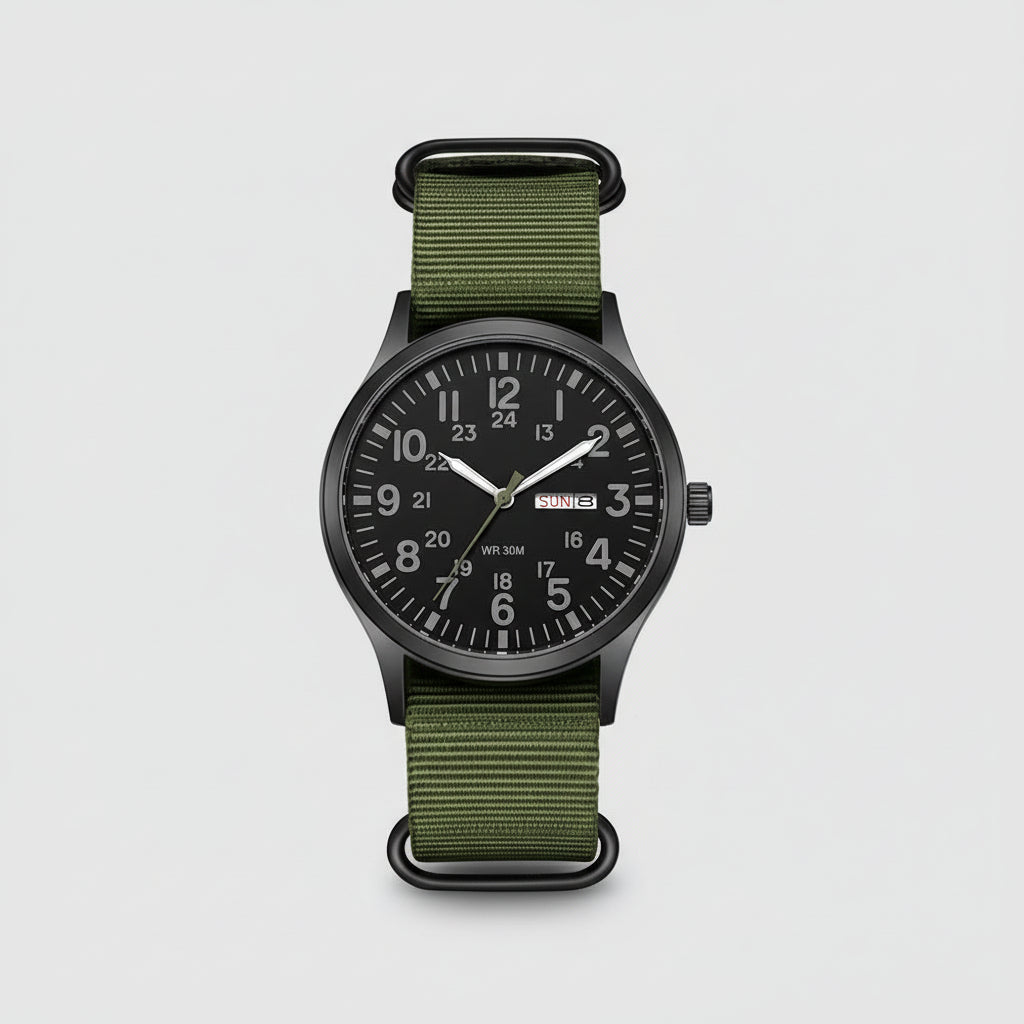 Men's Waterproof & Scratch-Resistant Outdoor Watch with Stainless Steel Case and Nylon Strap