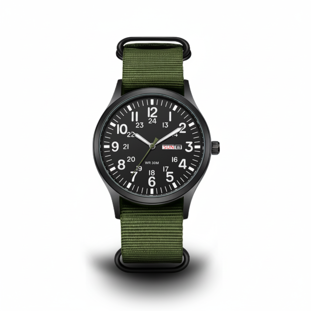 Men's Waterproof & Scratch-Resistant Outdoor Watch with Stainless Steel Case and Nylon Strap