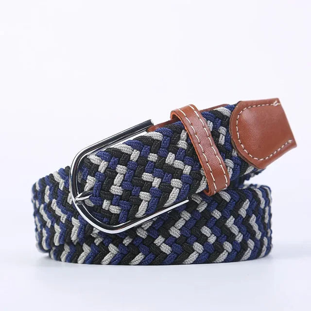 Men's Woven Elastic Belt with D-Ring Buckle