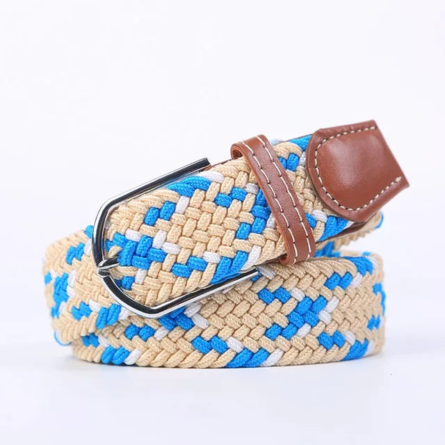 Men's Woven Elastic Belt with D-Ring Buckle
