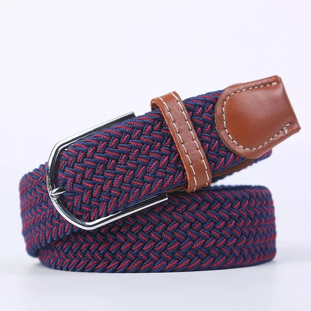 Men's Woven Elastic Belt with D-Ring Buckle