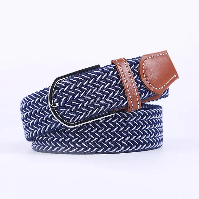 Men's Woven Elastic Belt with D-Ring Buckle