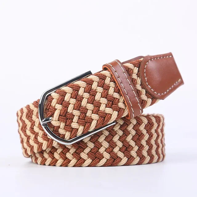 Men's Woven Elastic Belt with D-Ring Buckle