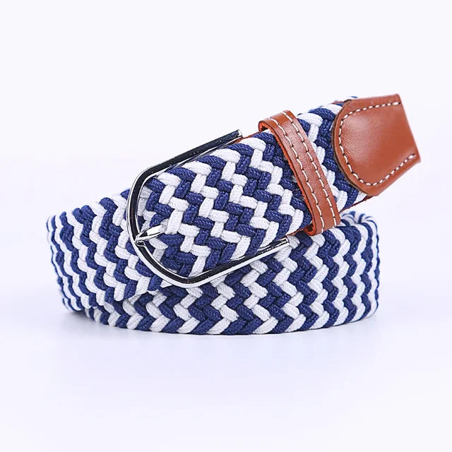 Men's Woven Elastic Belt with D-Ring Buckle