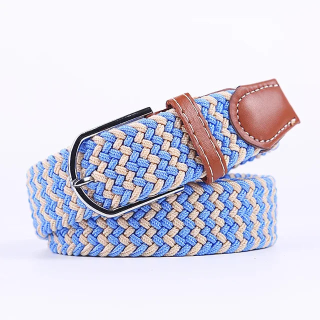 Men's Woven Elastic Belt with D-Ring Buckle