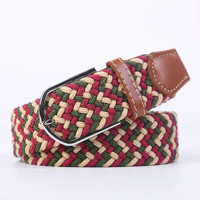 Men's Woven Elastic Belt with D-Ring Buckle