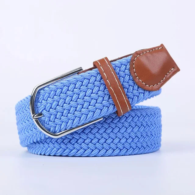 Men's Woven Elastic Belt with D-Ring Buckle