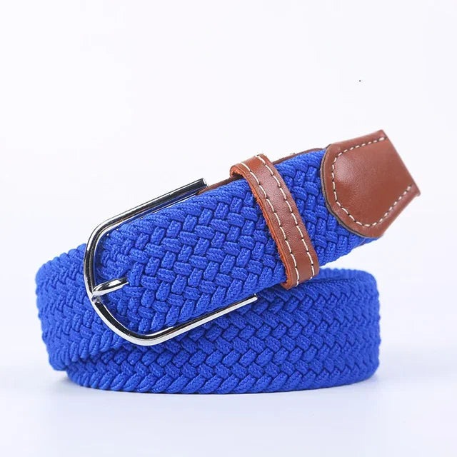 Men's Woven Elastic Belt with D-Ring Buckle