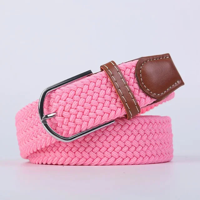 Men's Woven Elastic Belt with D-Ring Buckle