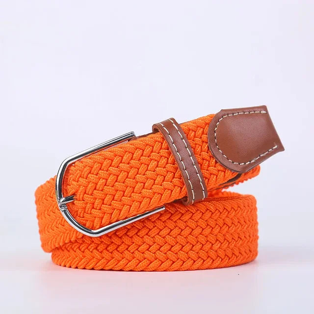 Men's Woven Elastic Belt with D-Ring Buckle