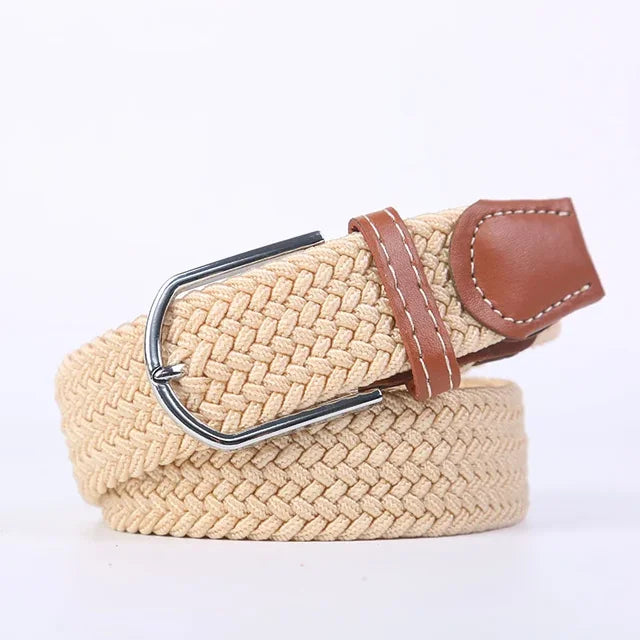 Men's Woven Elastic Belt with D-Ring Buckle