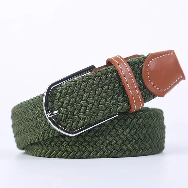 Men's Woven Elastic Belt with D-Ring Buckle