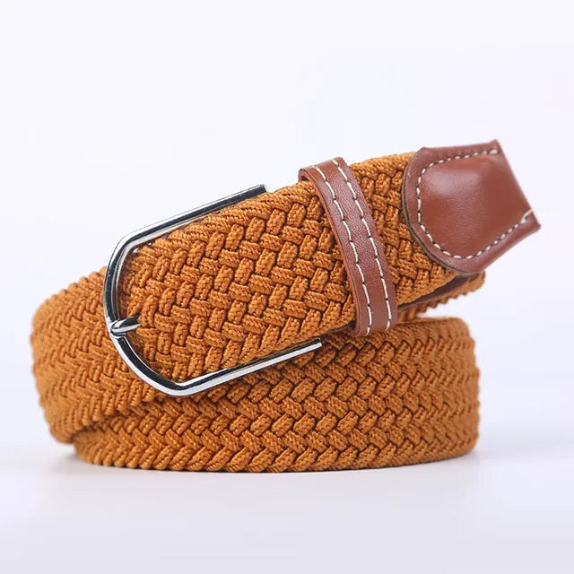 Men's Woven Elastic Belt with D-Ring Buckle