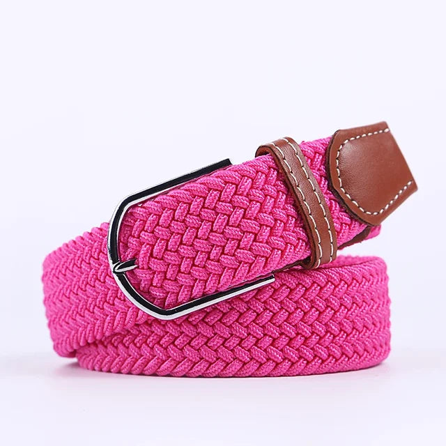 Men's Woven Elastic Belt with D-Ring Buckle