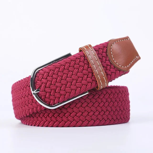 Men's Woven Elastic Belt with D-Ring Buckle