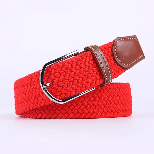 Men's Woven Elastic Belt with D-Ring Buckle