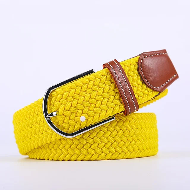 Men's Woven Elastic Belt with D-Ring Buckle