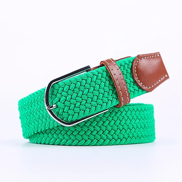 Men's Woven Elastic Belt with D-Ring Buckle