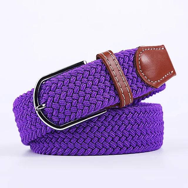 Men's Woven Elastic Belt with D-Ring Buckle