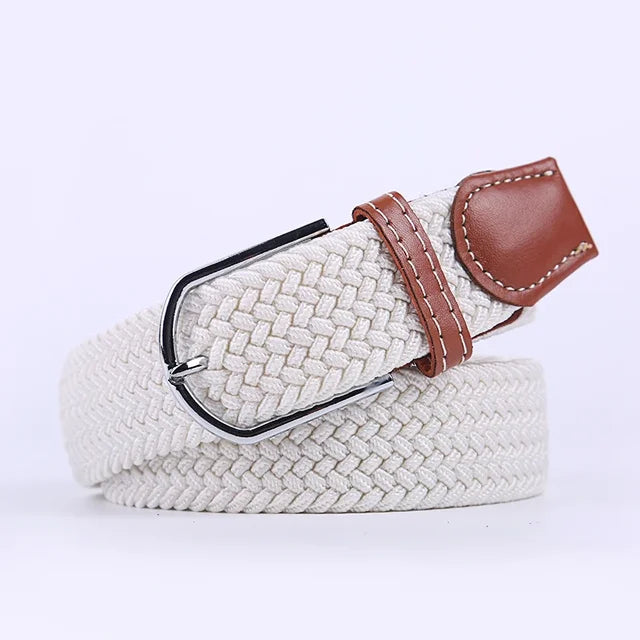 Men's Woven Elastic Belt with D-Ring Buckle
